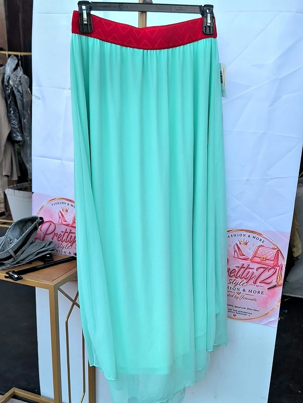 LuLaRoe Maxi Skirt Green & Pink